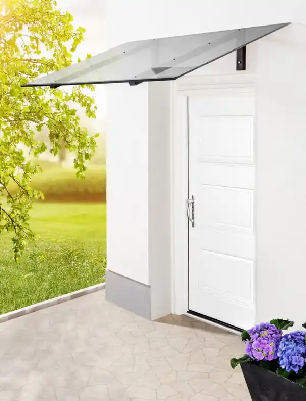 Bild 1 von Pultvordach mit Polycarbonatplatte Dany  aus Aluminium & PC, ca. 150 x 98 x 34,5 cm