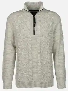 Herren Stricktroyer mit Zopfmuster Weiß