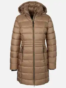 Damen Steppmantel mit Kapuze Braun