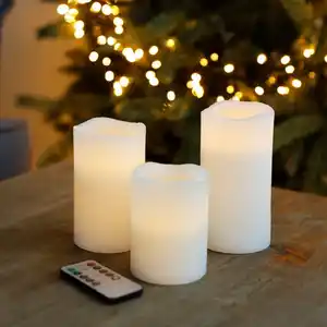 LED-Echtwachskerzen 3er-Set mit Timerfunktion und Dimmer