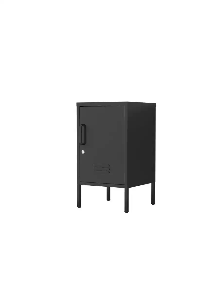 Bild 1 von Metall-Aufbewahrungsschrank Nachttisch mit Schloss, ca. 69 x 38 x 40 cm - Schwarz