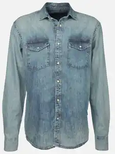 Herren Jeanshemd mit Brusttaschen Blau