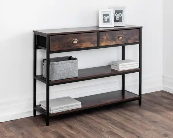 Bild 2 von Wohnzimmerregal mit 2 Schubladen, ca. 100 x 30 x 80 cm - Braun