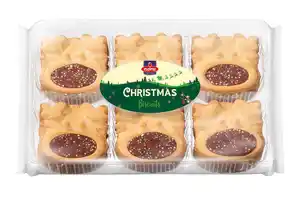 Weihnachts-Gebäck „Rudolf“ knusprige Kekse mit Kakaocremefüllung und Zuckerperlen