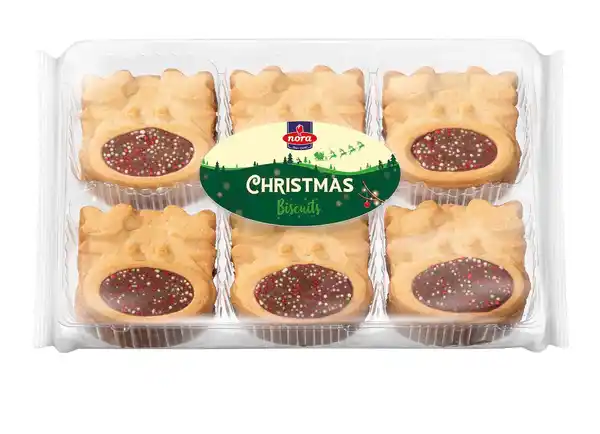 Bild 1 von Weihnachts-Gebäck „Rudolf“ knusprige Kekse mit Kakaocremefüllung und Zuckerperlen