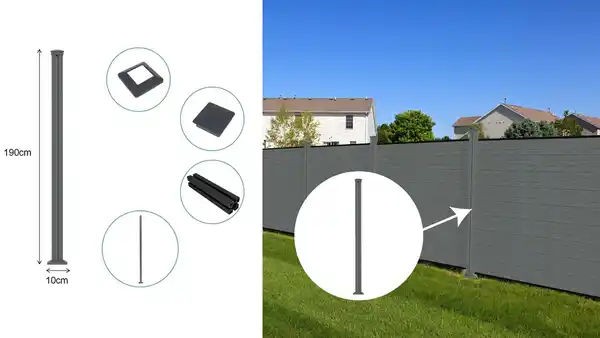 Bild 4 von WPC-Sichtschutzzaun CORTADO - 1x Pfosten, ca. 190 cm - Grau