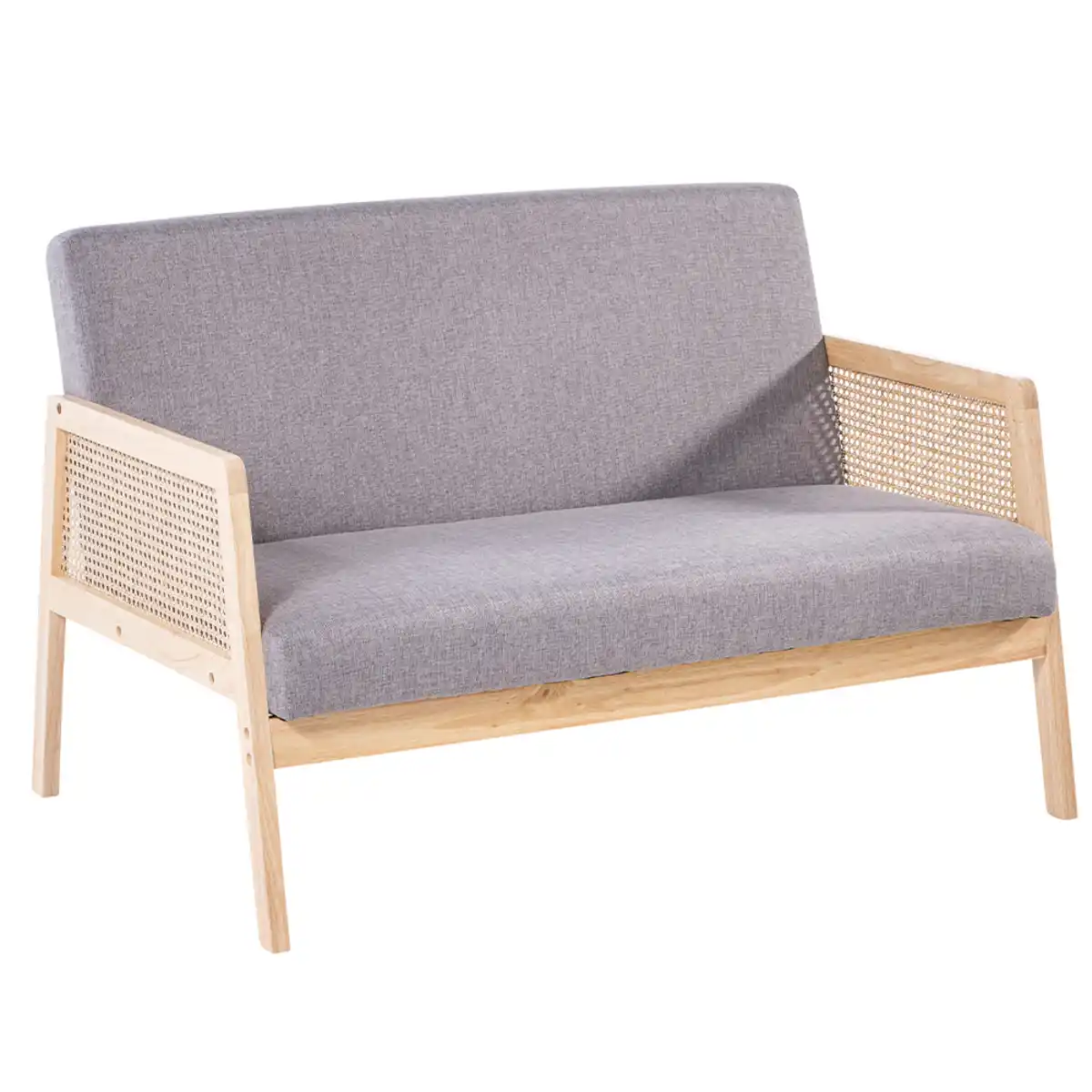 Bild 1 von 2-Sitzer Sofa, Doppelsofa mit Armlehne, ca. 115L x 76,5B x 76,5H cm - Grau