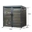 Bild 4 von 2er Mülltonnenverkleidung mit Pflanzdach aus verzinktem Stahl, ca. 132 x 80 x 124 cm - Anthrazit