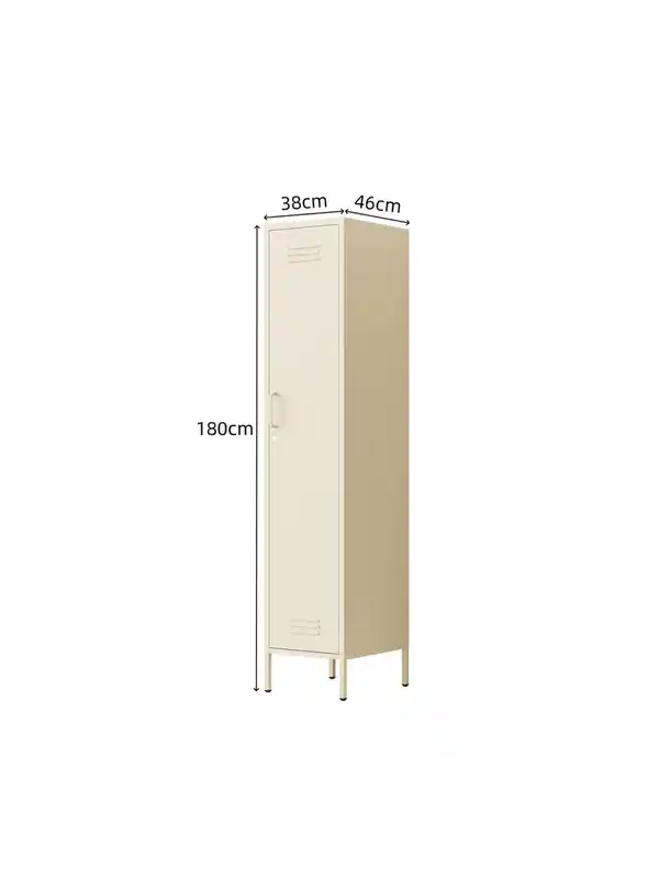 Bild 4 von Metall-Einzeltür-Schrank mit Kleiderstange, ca.180 × 38 × 46 cm - Creme