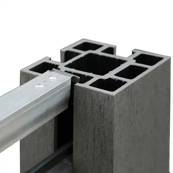 Bild 3 von WPC-Sichtschutzzaun CORTADO - 5x Element + 6x Pfosten mit 3 Luftöffnungen - Schwarz