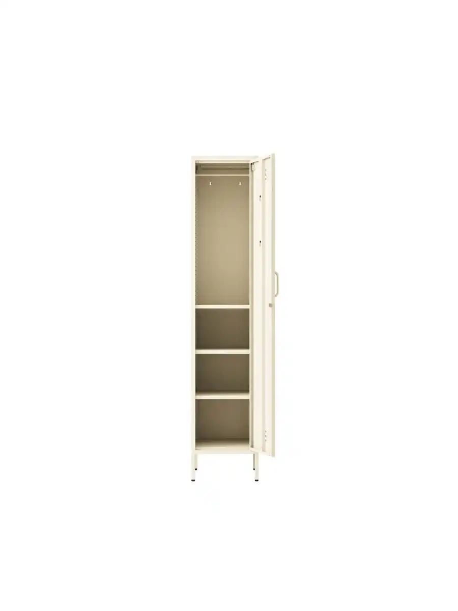 Bild 3 von Metall-Einzeltür-Schrank mit Kleiderstange, ca.180 × 38 × 46 cm - Creme