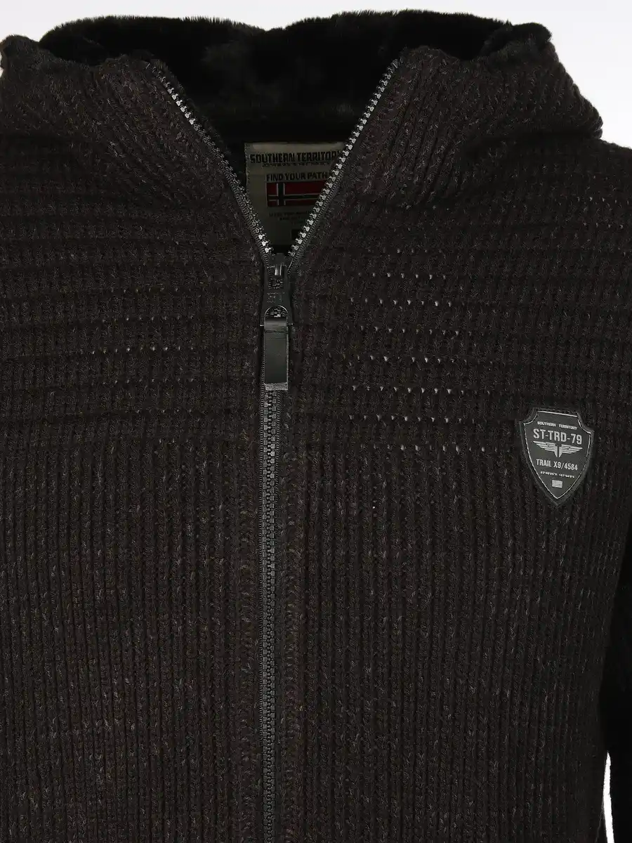 Bild 3 von Herren Strickjacke mit Kapuze Schwarz