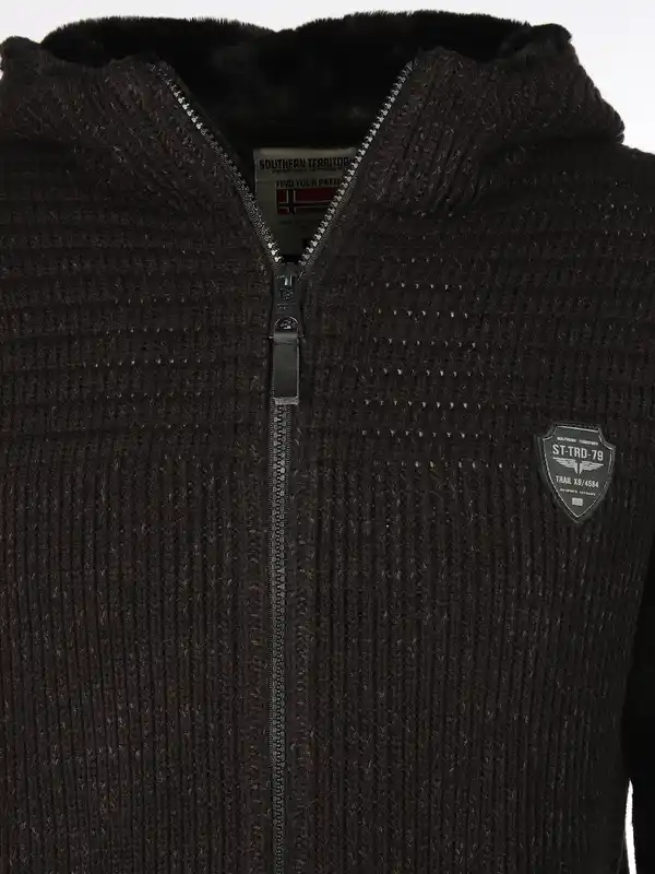 Bild 3 von Herren Strickjacke mit Kapuze Schwarz