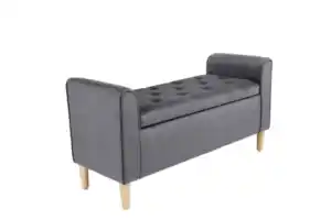 Aufbewahrungsbank aus Samt, ca. 43 x 114 x 59 cm - Dunkelgrau