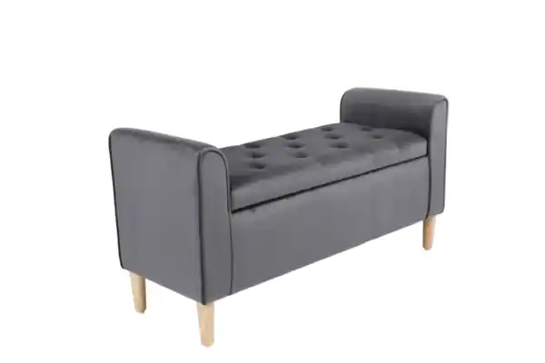 Bild 1 von Aufbewahrungsbank aus Samt, ca. 43 x 114 x 59 cm - Dunkelgrau