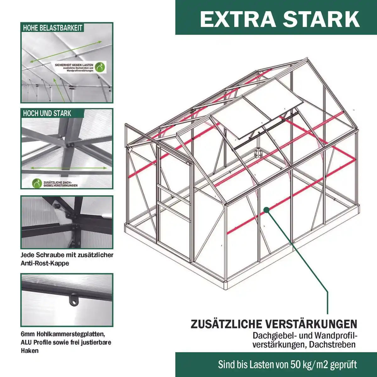 Bild 3 von Gewächshaus Alu OSAKA 250x190x195cm
