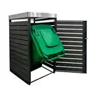 Bild 2 von 1er Mülltonnenverkleidung mit Pflanzdach aus Edelstahl, ca. 68 x 80 x 124 cm - Anthrazit