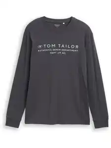 Tom Tailor Herren Langarmshirt Grau