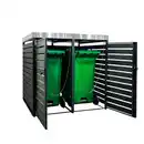 Bild 3 von 2er Mülltonnenverkleidung mit Pflanzdach aus Edelstahl, ca. 132 x 80 x 124 cm - Anthrazit