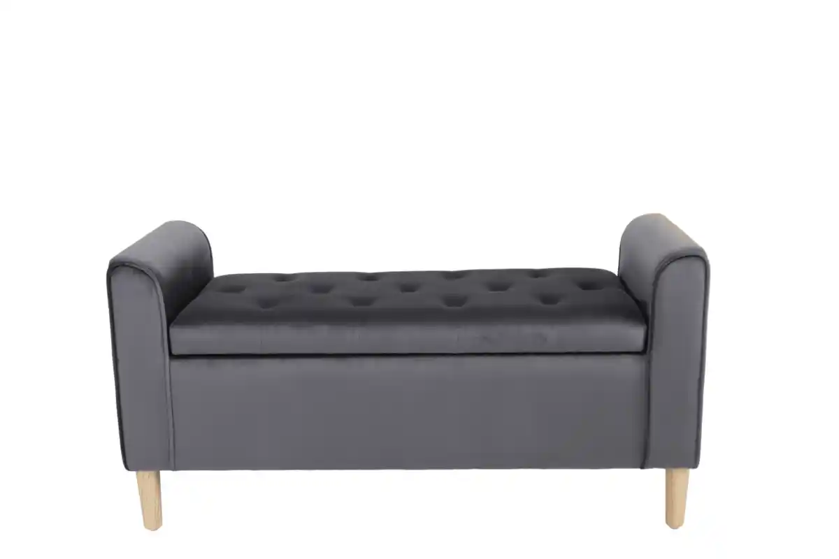 Bild 3 von Aufbewahrungsbank aus Samt, ca. 43 x 114 x 59 cm - Dunkelgrau