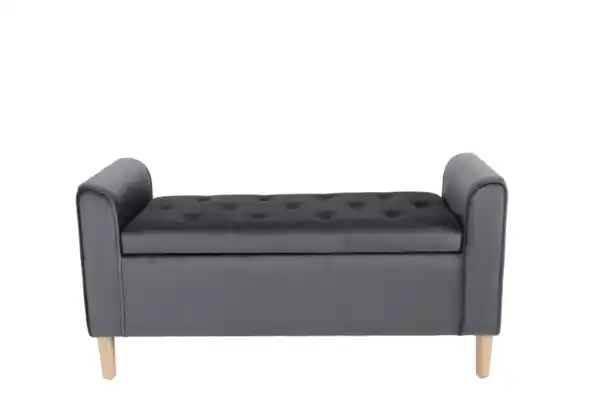 Bild 3 von Aufbewahrungsbank aus Samt, ca. 43 x 114 x 59 cm - Dunkelgrau