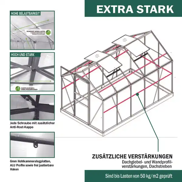 Bild 3 von Gewächshaus Alu OSAKA 310x190x195cm
