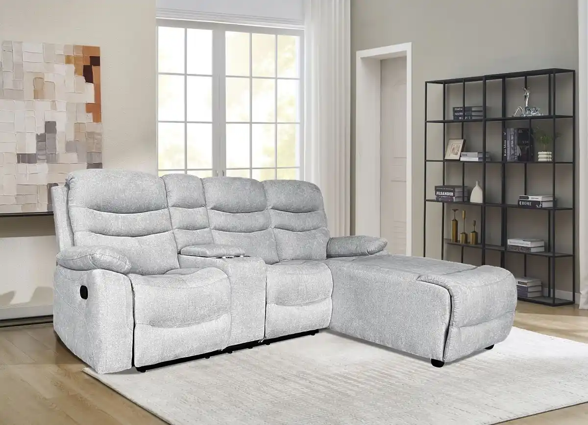 Bild 2 von Relax-Ecksofa mit Funktionssesseln, ca. 237 x 179x 108 cm - Hellgrau