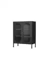 Bild 1 von Metallschrank Sideboard mit  Sicherheitsglas-Türen MORU, ca. 110 x 80 x 40 cm - Schwarz