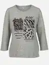 Bild 1 von Damen Flauschshirt mit Print und Glitzersteinchen Grau
