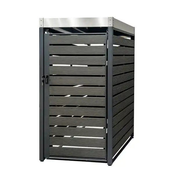 Bild 1 von 1er Mülltonnenverkleidung mit Pflanzdach aus Edelstahl, ca. 68 x 80 x 124 cm - Anthrazit