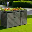 Bild 4 von 3er Mülltonnenverkleidung mit Pflanzdach aus verzinktem Stahl, ca. 196 x 80 x 124 cm - Anthrazit
