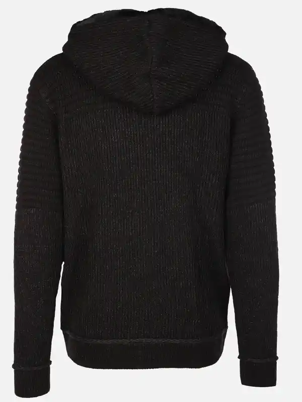 Bild 2 von Herren Strickjacke mit Kapuze Schwarz
