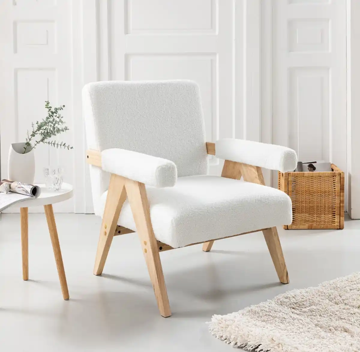 Bild 2 von Polsterstuhl mit Armlehnen, ca. 70B x 80,5T x 86H cm - Weiß