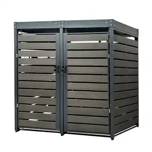 2er Mülltonnenverkleidung mit Pflanzdach aus verzinktem Stahl, ca. 132 x 80 x 124 cm - Anthrazit