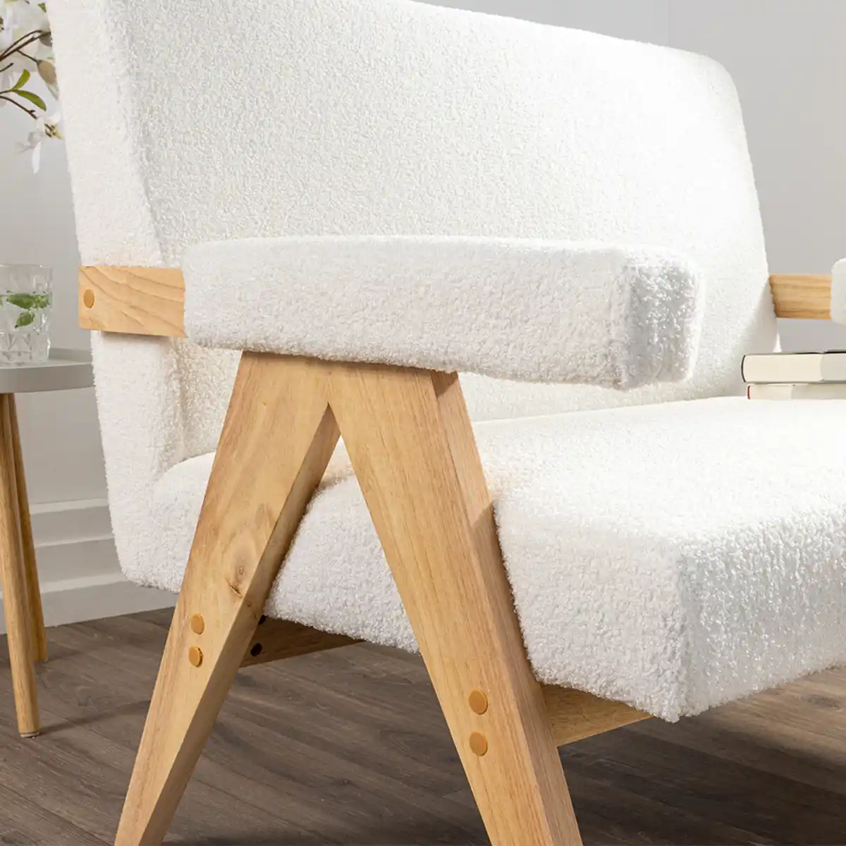 Bild 3 von 2-Sitzer Sofa, Doppelsofa mit Armlehne, ca. 111L x 82,5B x 84,5H cm - Weiß