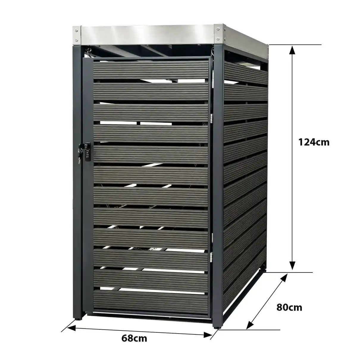 Bild 3 von 1er Mülltonnenverkleidung mit Pflanzdach aus Edelstahl, ca. 68 x 80 x 124 cm - Anthrazit