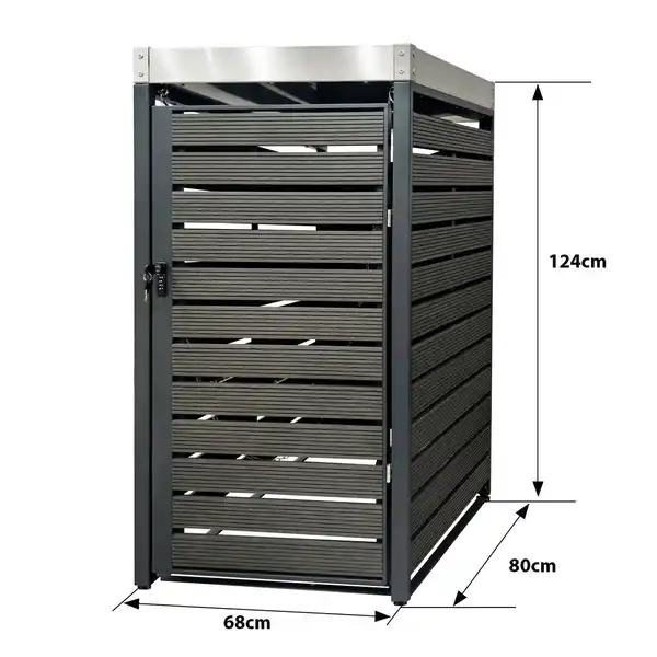 Bild 3 von 1er Mülltonnenverkleidung mit Pflanzdach aus Edelstahl, ca. 68 x 80 x 124 cm - Anthrazit