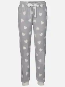 Damen Kuschelfleecehose mit Motiv Weiß