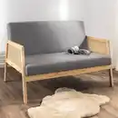 Bild 2 von 2-Sitzer Sofa, Doppelsofa mit Armlehne, ca. 115L x 76,5B x 76,5H cm - Grau
