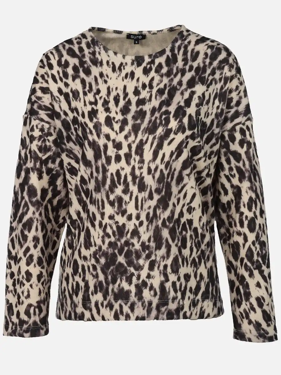 Bild 1 von Damen Flauschshirt mit Leoprint Beige