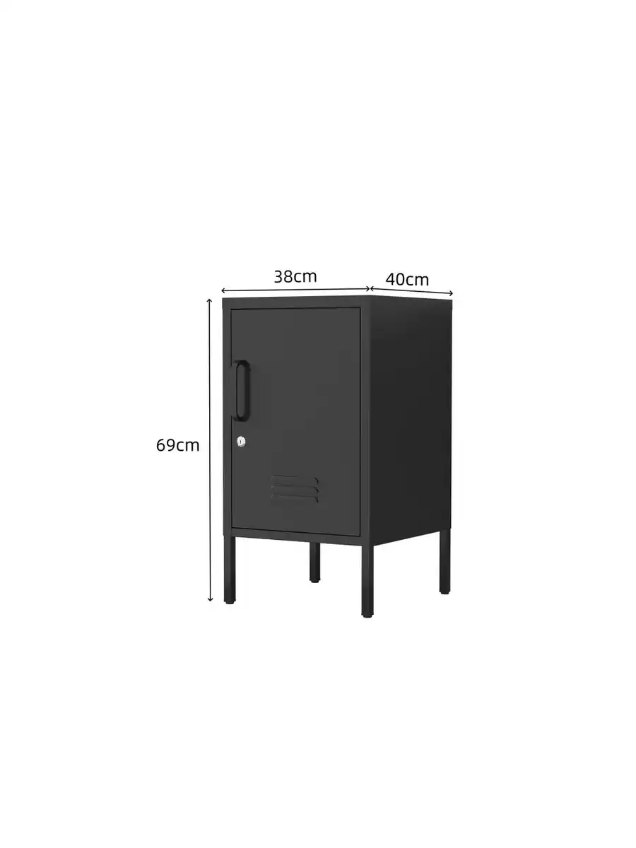 Bild 4 von Metall-Aufbewahrungsschrank Nachttisch mit Schloss, ca. 69 x 38 x 40 cm - Schwarz