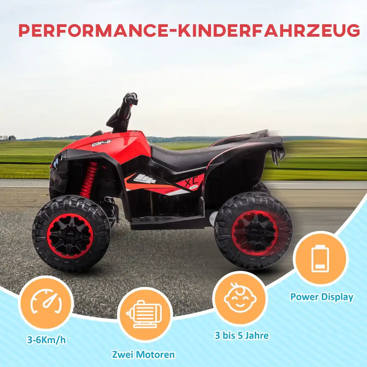 Bild 3 von Elektro Quad für Kinder 12V Kinder Quad mit USB-Anschluss MP3-Musikplayer rot