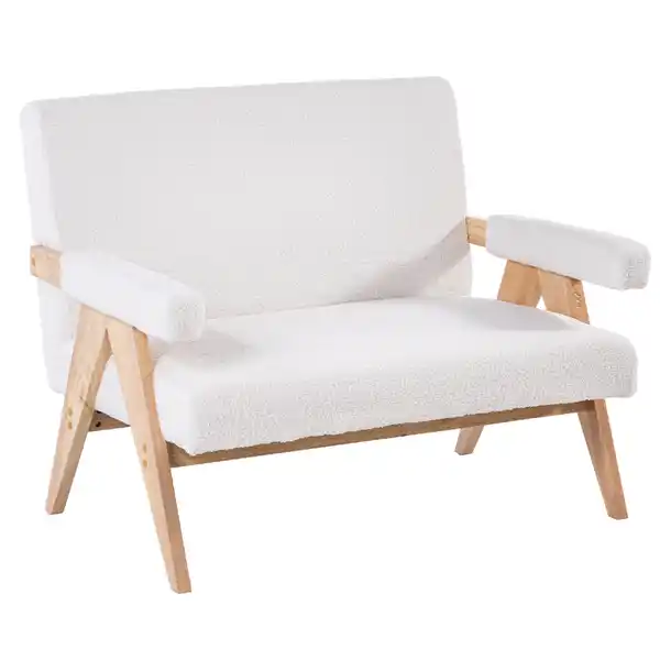 Bild 1 von 2-Sitzer Sofa, Doppelsofa mit Armlehne, ca. 111L x 82,5B x 84,5H cm - Weiß