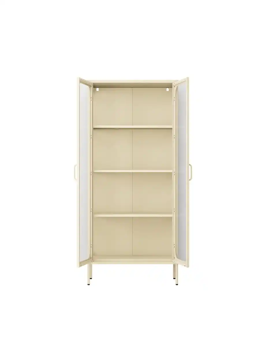 Bild 3 von Vitrinenschrank aus Metall mit klaren Glastüren, ca. 180 x 80 x 40 cm - Creme