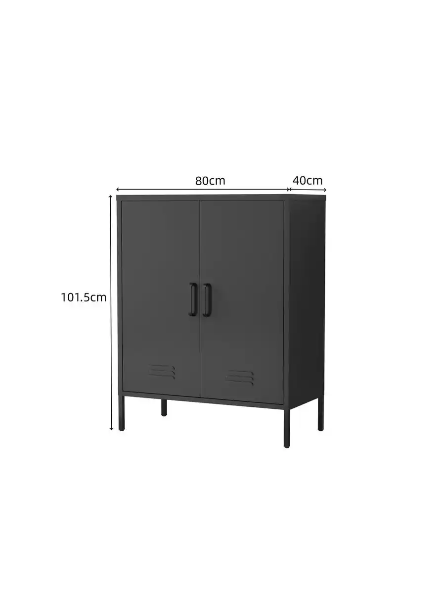 Bild 4 von Metall-Aufbewahrungsschrank Sideboard mit zwei Türen, ca. 101,5 x 80 x 40 cm - Schwarz