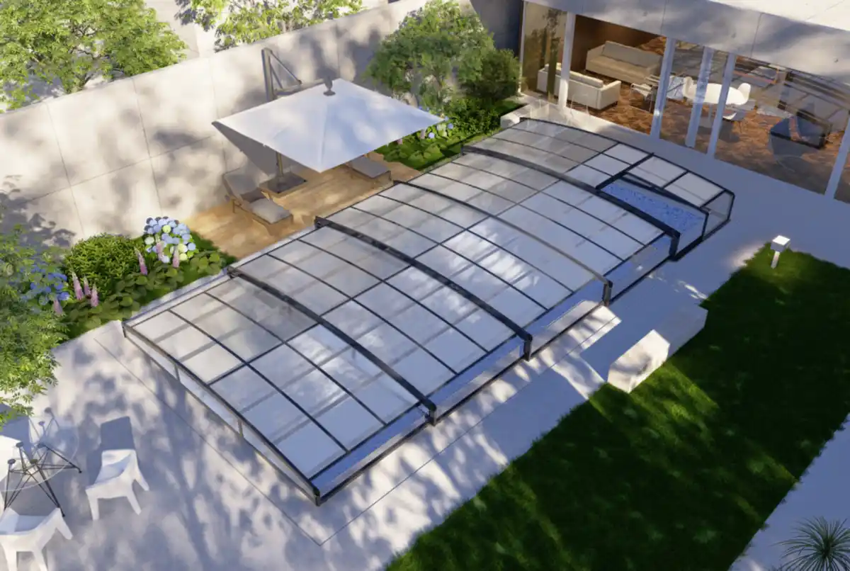 Bild 1 von Poolüberdachung "Aqualina" aus Aluminium, ca. 10,99 x 5,26 x 1,05 m