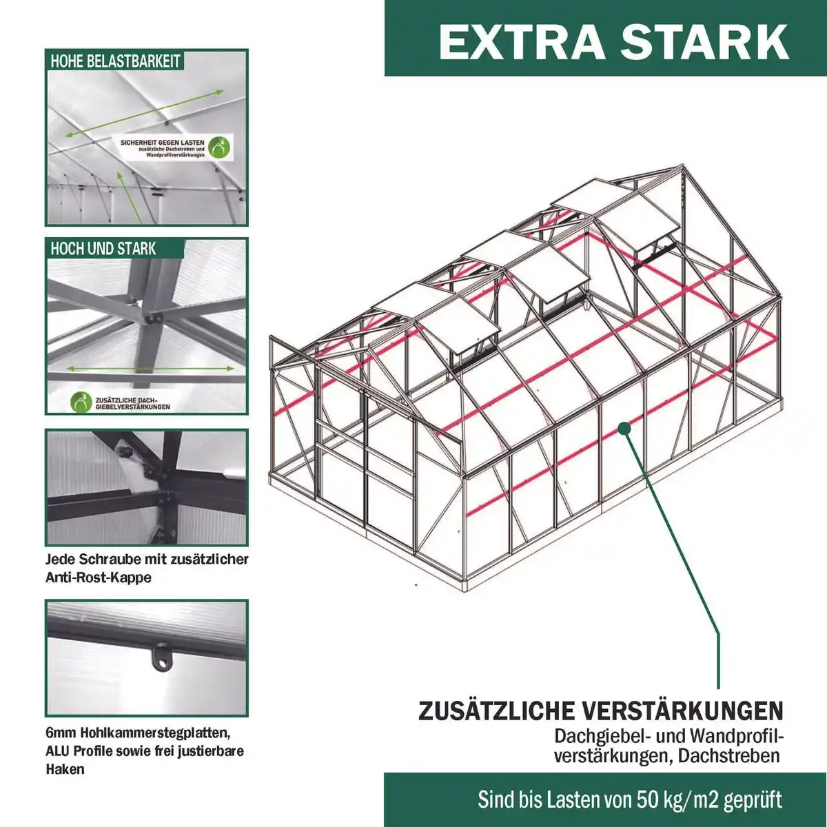 Bild 3 von Gewächshaus Alu OSAKA 430x250x235cm