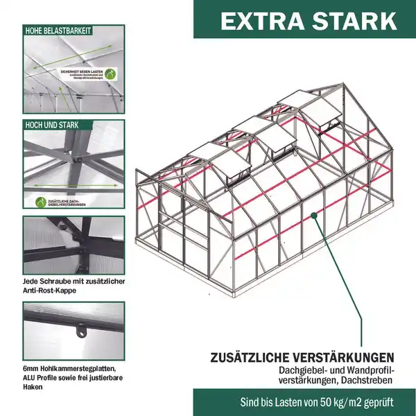Bild 3 von Gewächshaus Alu OSAKA 430x250x235cm