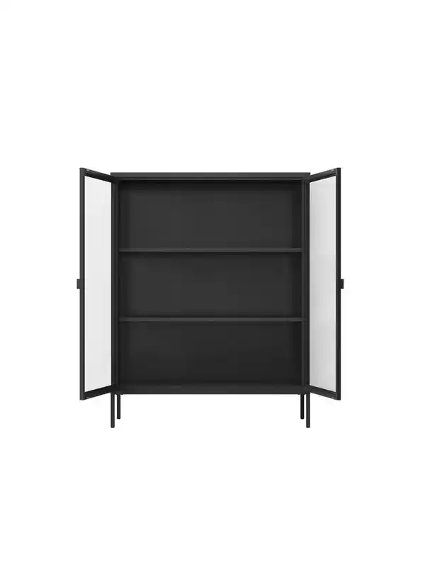 Bild 3 von Metall-Vitrinenschrank mit klaren Glastüren, ca. 110 x 80 x 40 cm - Schwarz
