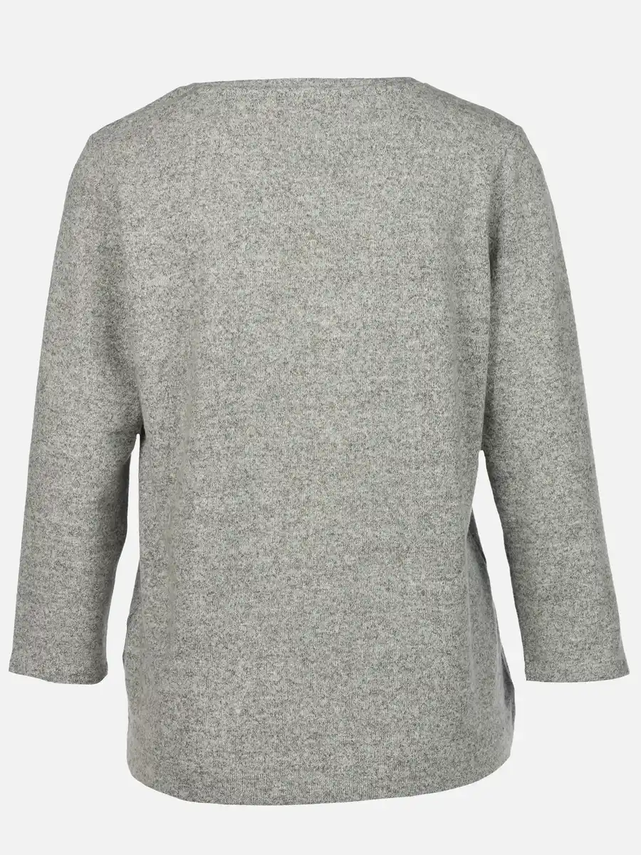 Bild 2 von Damen Flauschshirt mit Print und Glitzersteinchen Grau